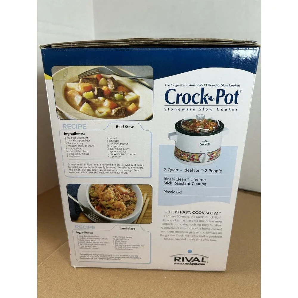 Rival Crock Pot 2 Qt Slow Cooker Model 3122 Chili Pepper Design Vtg 2003 W/Box